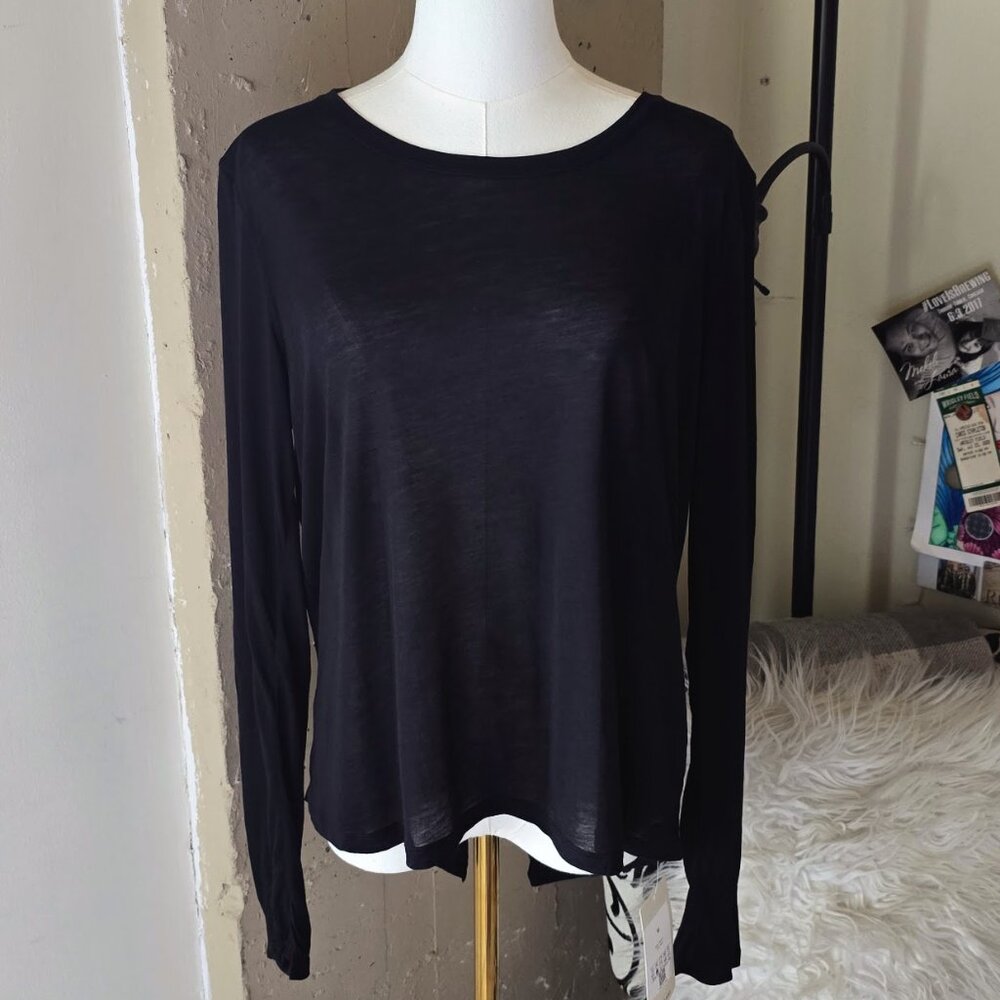 HALARA Black Split Tie Back Long Sleeve Workout Top NWT - Picture 6 of 9